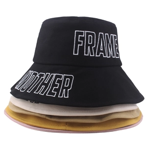 Women's cotton sun hat with letter embroidery in multiple colors stacked vertically