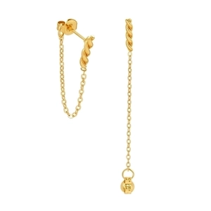 Vintage geometric chain tassel stud earrings in gold plated stainless steel