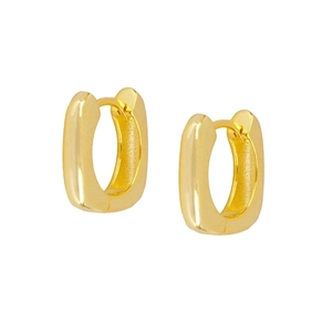 Orecchini a cerchio ovali a forma di U in argento S925 placcato oro con finitura lucida