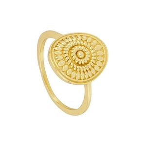 Retro Round Signet Ring Copper 18K Gold Plated Vintage Sun Mandala Texture Punk Gothic Jewelry For Unisex