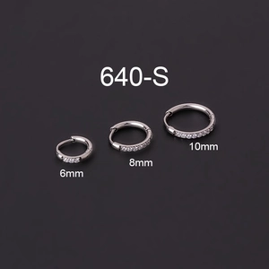 Three sizes of silver stainless steel cz earrings 6mm 8mm 10mm in a minimalist style