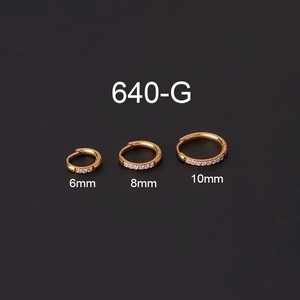 Detailed comparison of 6mm, 8mm, and 10mm gold zircon hoop earrings on black background