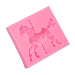 Pink carousel silicone mold for fondant cake decorating and chocolate DIY crafts