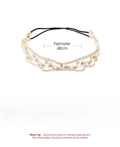 Détail du bandeau en dentelle et perles avec périmètre 48cm et un poids de 6.1g