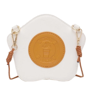 Creative fried egg breakfast crossbody bag in white and yellow PU leather for women