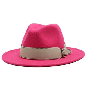 Classic Fedora Hat Wool Felt Wide Flat Brim Vintage Jazz Cap With Leather Belt Metal Buckle Fashion For Men Women