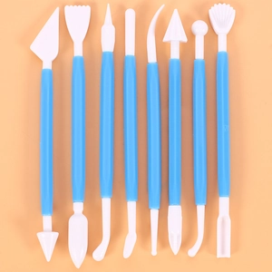 Set of 8 blue and white plastic clay sculpting tools for DIY modeling and carving
