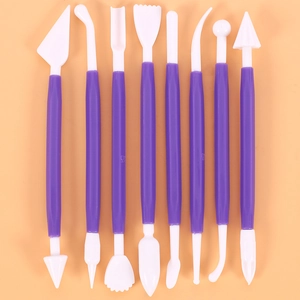8-piece purple and white plastic clay modeling tool set for DIY sculpting and carving