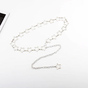 Elegant silver star chain belt for women, minimalist metal waist link for dresses