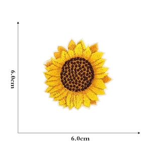 6.0cm embroidered sunflower patch with detailed yellow petals for clothing and decor