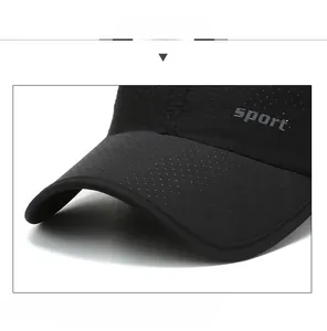 Close-up of quick-dry breathable fabric and sport lettering on black baseball cap