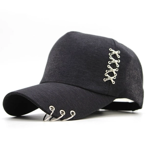 Baseball Cap Cotton With Metal Rings And Cross Buckles Streetwear Punk Hip Hop Sun Shade Adjustable For Men Women