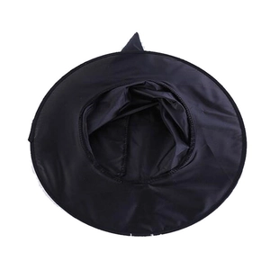 Classic black oxford cloth wizard hat for Halloween costume accessories viewed from below