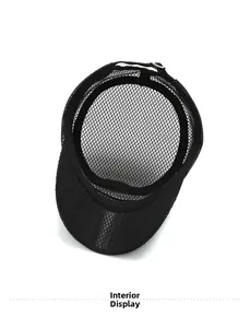 Interior view showing the breathable black mesh material of the summer sun hat