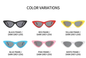 Matrix-Layout der Retro-Katzenaugen-Sonnenbrille in Schwarz Rot Gelb Blau Rosa und Weiß