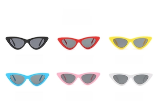 Matrix-Layout der Retro-Katzenaugen-Sonnenbrille in Schwarz Rot Gelb Blau Rosa und Weiß