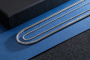 Detail of various silver stainless steel chain link styles for men on premium background