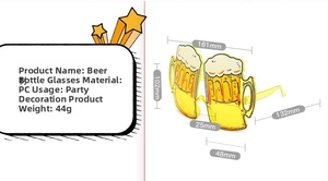 Detailed dimensions of yellow PC beer mug glasses for funny party decorations