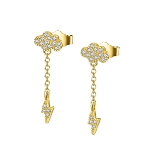 Cute Cloud Lightning Stud Earrings With 925 Sterling Silver Post Zirconia Inlaid Copper Gold Silver Ear Jewelry For Women Gift