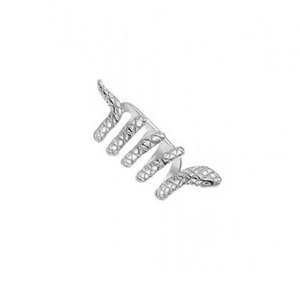 Minimalist silver multi-layer snake-shaped hoop earrings with bionic texture design