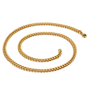 Mens gold stainless steel cuban curb chain necklace with a lobster clasp closure