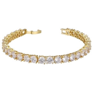 Classic 18K gold plated tennis bracelet with round micro-paved cubic zirconia stones