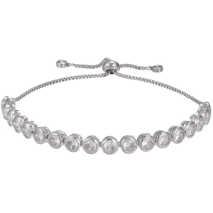 Bracciale bolo regolabile in tonalità argento con zirconi cubici a taglio rotondo