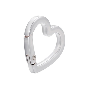 Polished silver heart-shaped spring ring connector for DIY necklaces and jewelry making