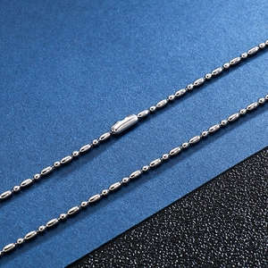 Collier classique en acier inoxydable argenté avec perles et maillons ovales polis