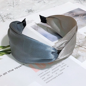 Vintage Satin Satin Knotted Headband Wide Brim Contrast Color Korean Style Cross Knot Hair Hoop Women Hair Accessories
