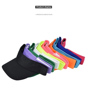 Detailed display of assorted vibrant cotton sun visors in various seasonal colors