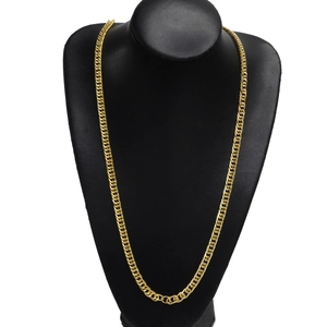 Hip-hop style chunky gold curb chain necklace displayed on a jewelry bust mannequin