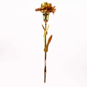 Elegant 24K gold foil carnation artificial flower for Mother's Day gifts with white background