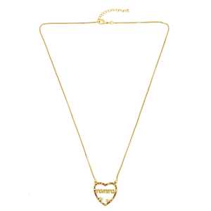 Goudkleurige hartvormige ketting met mamma letters en kleurrijke edelstenen voor dames
