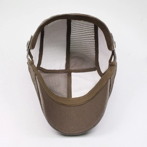 Boina de algodón con patchwork de malla marrón con protección solar transpirable para hombre