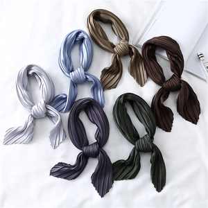 Elegant multi-color pleated silk scarves for women with satin finish in six soft tones