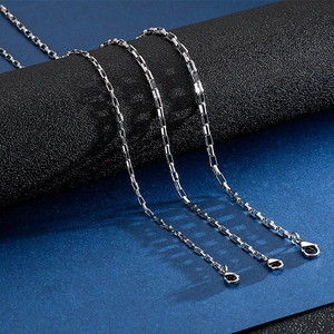 Minimalist silver stainless steel thick chain necklace in a stylish rectangular link design