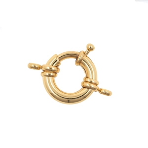 Polished 24K gold-plated round spring ring clasp for DIY jewelry bracelet and necklace