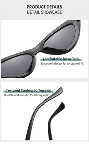 Nahaufnahme der Nasenpads und rutschfesten Bügel dieser Katzenaugen-Sonnenbrille