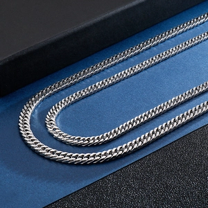 Polished silver stainless steel curb chain necklace for men in hip-hop style