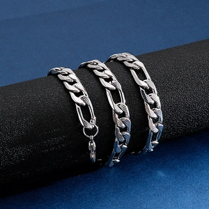 Polished silver stainless steel 9mm link chain necklace with lobster clasp closure
