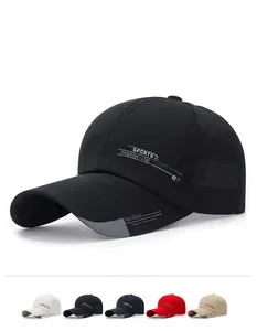 Detailed grid of casual sports baseball caps in black, white, blue, red and khaki colors