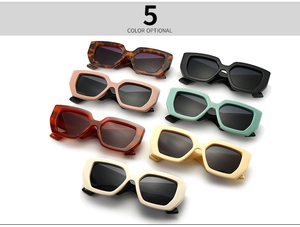 Detailed grid view of chunky rectangular sunglasses in various trendy acetate frame colors
