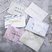 Set of 6 marble textured gift cards with Best Wishes and Thank You gold lettering
