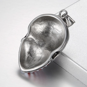 Men's stainless steel Bleach hollow mask pendant with red and white lacquer detail