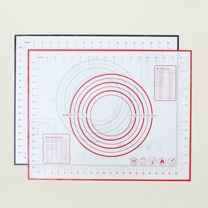 Macro shot of silicone pastry mat showing measurement guides and conversion tables