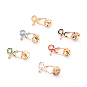Creative set of colorful stethoscope enamel brooches for doctors with gold alloy edges