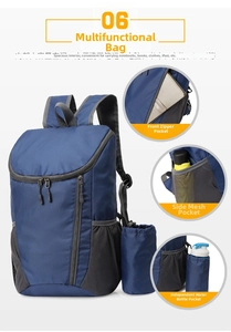 Dettagli dello zaino da viaggio impermeabile con ampia capacità e tasche a rete
