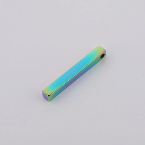 Polished rainbow stainless steel rectangular prism pendant with hanging hole for jewelry