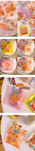 Detail of cute bear printed resealable storage bags for small items and snacks